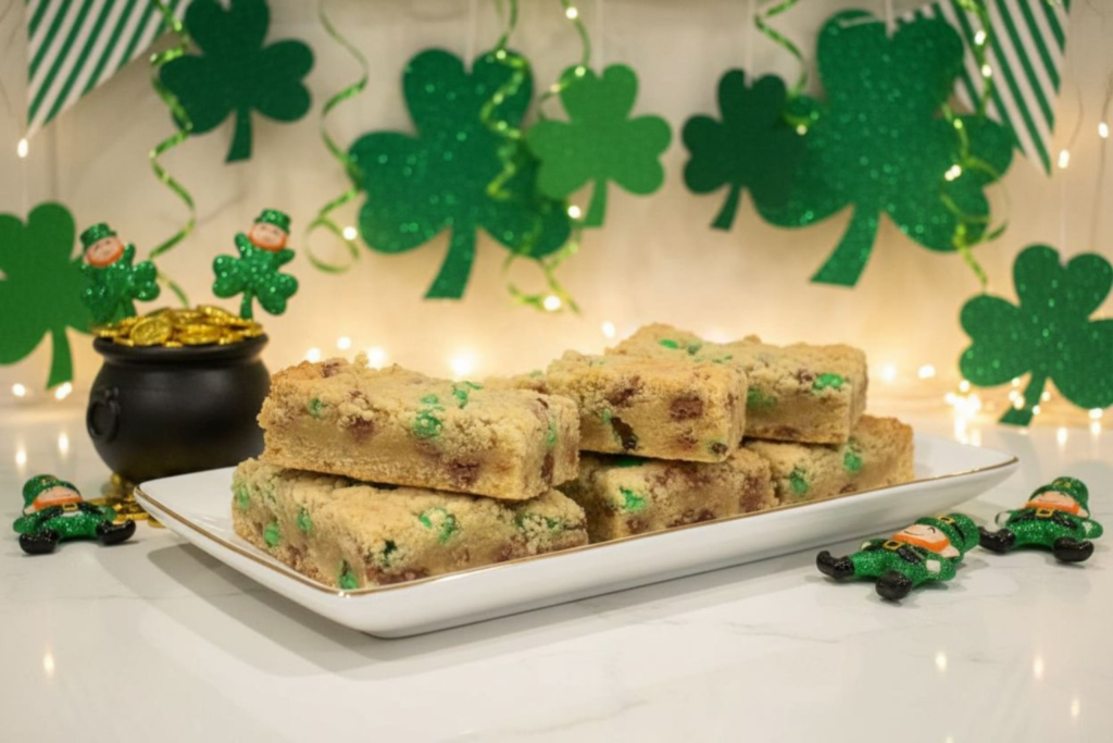 Leprechaun with chocolate chips and green M&M's for St Patrick's Day