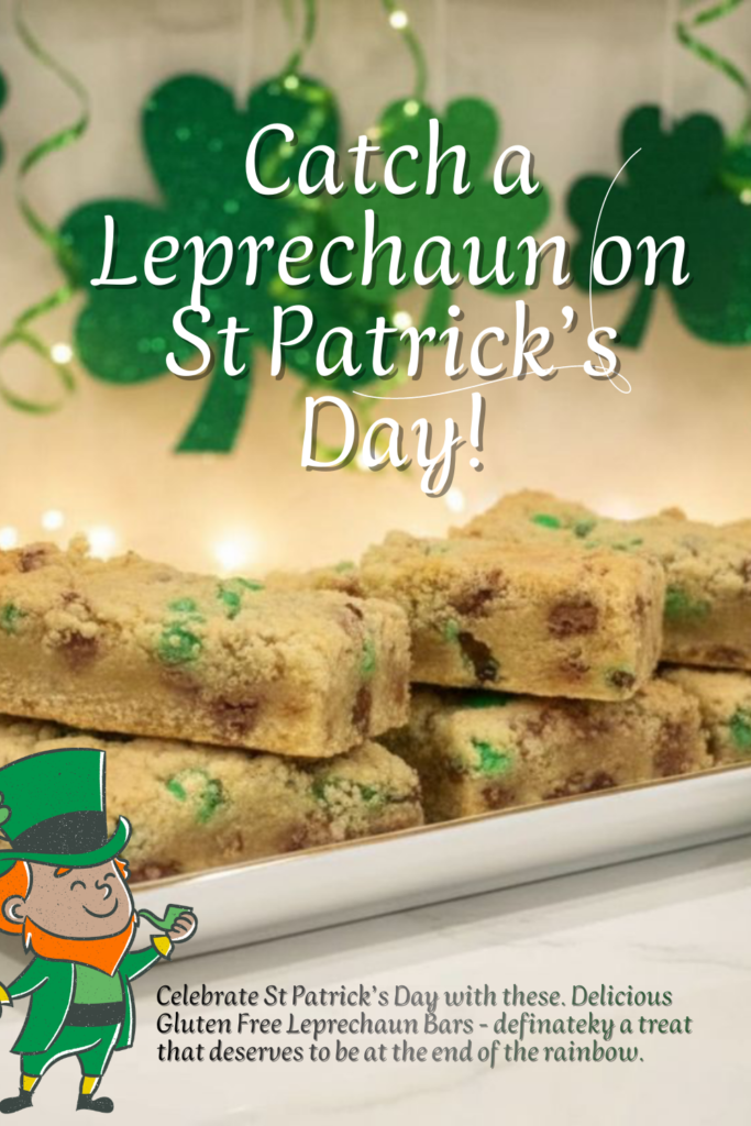 Easy Leprechaub Bars with recipe with green M&M's for St Patrick's Day