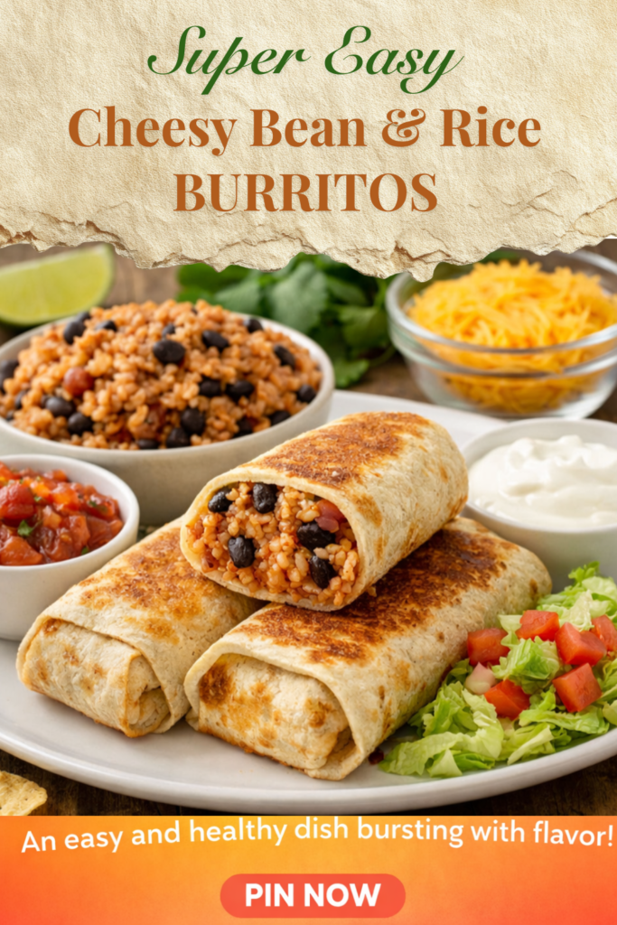 Super Easy Cheesy Bean and Rice Burritos for under $10