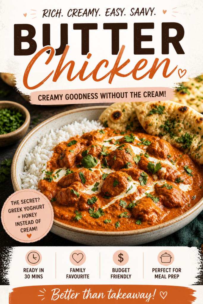 Butter chicken using yoghurt and honey instead of heavy cream