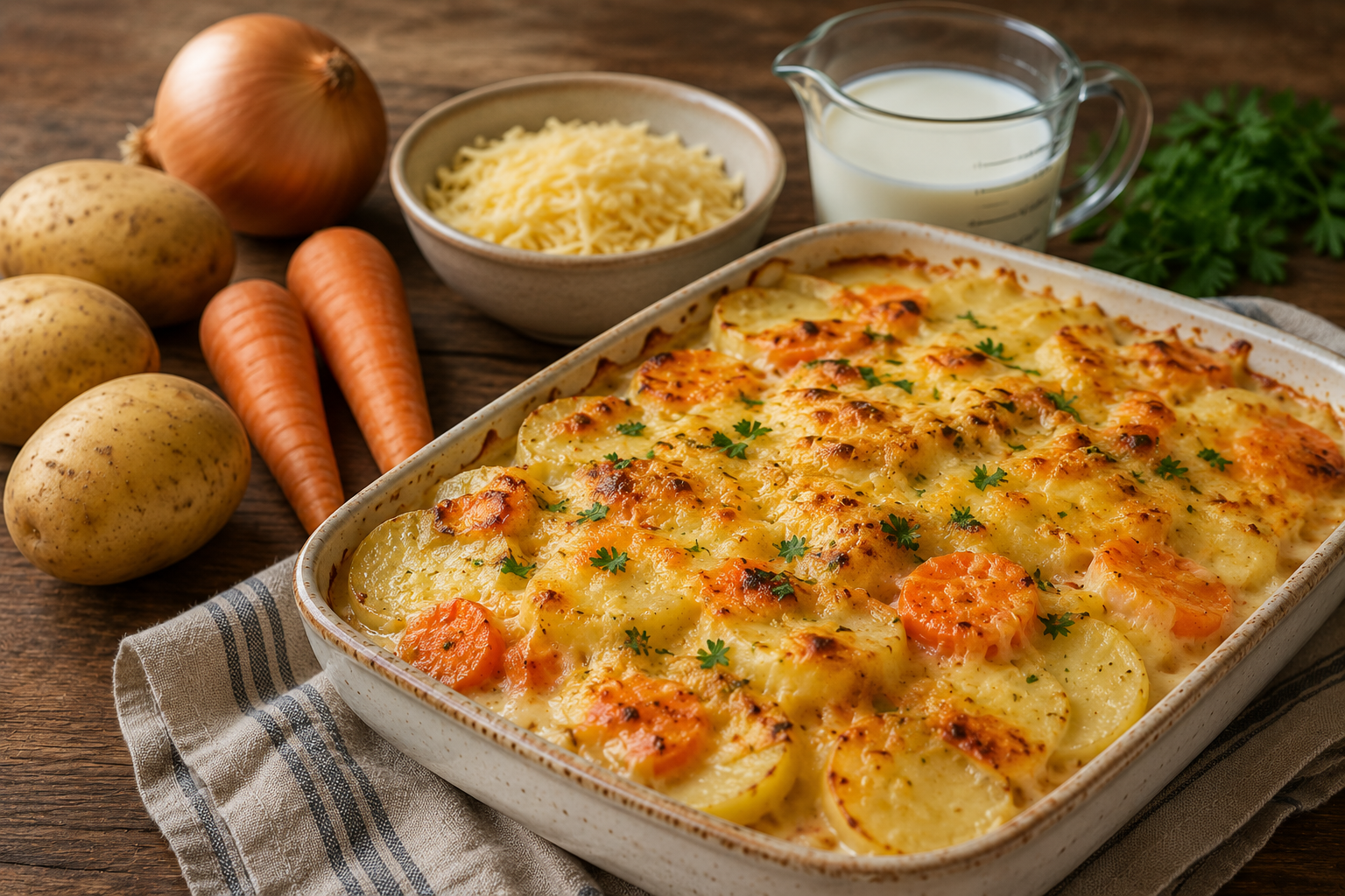 cheesy potato and veg bake