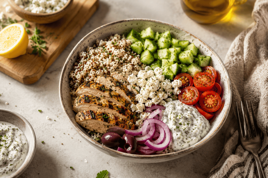 Greek Chicken and Quinoa Protein Bowl