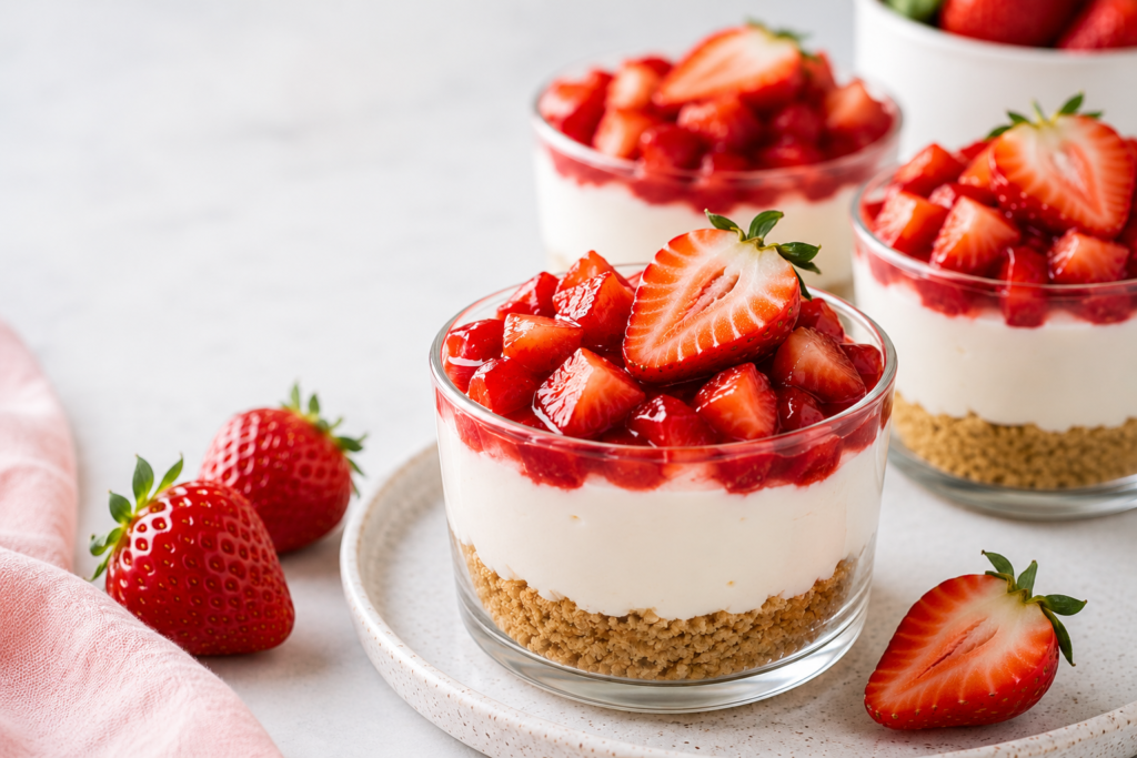 No bake Strawberry cheesecake cups